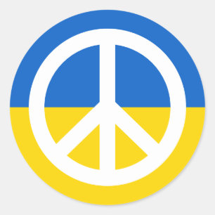 Sticker Rond drapeau ukrainien symbole de paix Ukraine anti gue