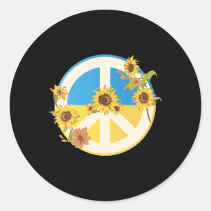 Sticker Rond Drapeau ukrainien Tournesol Je suis avec l'Ukraine