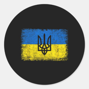 Sticker Rond Drapeau ukrainien vintage Ukraine Armée Triden ukr