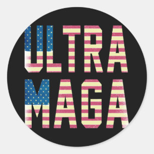 Sticker Rond Drapeau Ultra MAGA USA Pro American Pro Freedom