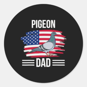 Sticker Rond Drapeau US 4 juillet Fête des pères Pigeon Papa
