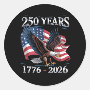 Sticker Rond Drapeau USA de l'aigle du 4 juillet 250 ans 1776 2