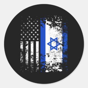 Sticker Rond Drapeau Usa Israélien Fier Patriotique Fierté Amér