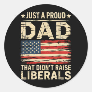 Sticker Rond Drapeau Usa Vintage Un Papa Fier Qui N'a Pas Élevé