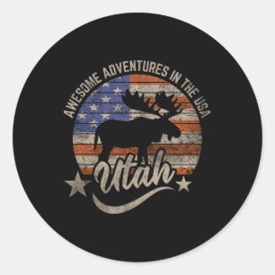 Sticker Rond Drapeau Utah Usa Salt Lake City Randonnée Camping