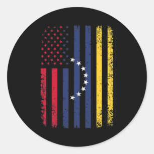 Sticker Rond Drapeau Venezuela 4 juillet États-Unis Drapeau vén