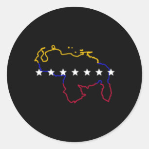 Sticker Rond Drapeau Venezuela de la carte 7 étoiles