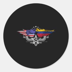 Sticker Rond Drapeau vénézuélien américain
