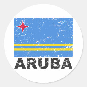 Sticker Rond Drapeau Vintage Aruba