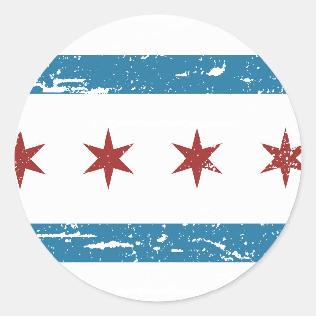 Sticker Rond Drapeau vintage CHICAGO (Devant)