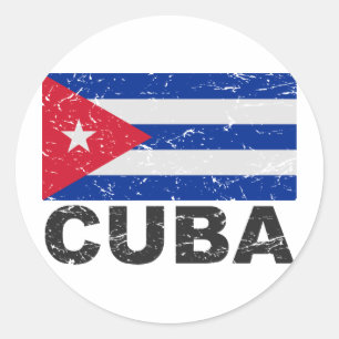 Sticker Rond Drapeau Vintage de Cuba