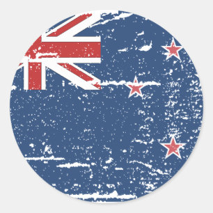 Sticker Rond Drapeau Vintage de la Nouvelle-Zélande