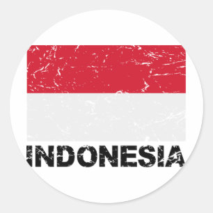 Sticker Rond Drapeau Vintage de l'Indonésie