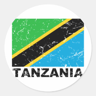 Sticker Rond Drapeau Vintage de Tanzanie