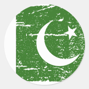 Sticker Rond Drapeau vintage du Pakistan