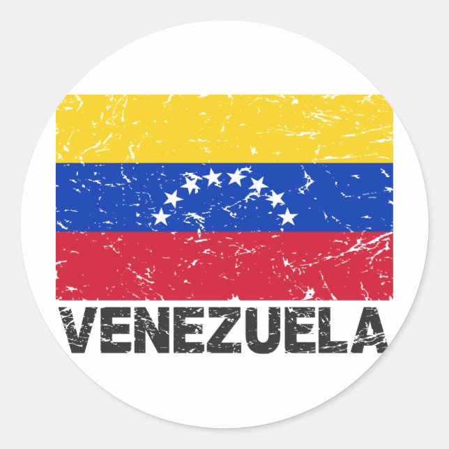 Sticker Rond Drapeau Vintage du Venezuela (Devant)
