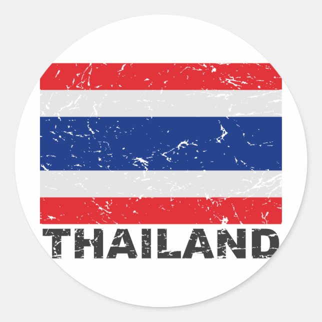 Sticker Rond Drapeau Vintage en Thaïlande (Devant)