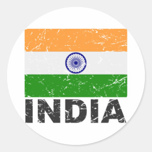 Sticker Rond Drapeau Vintage indien
