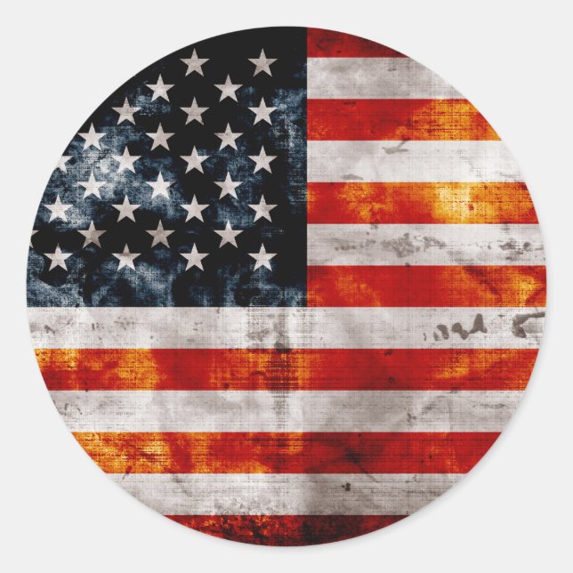 Sticker Rond Drapeau Vintage patiné (Devant)