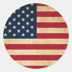 Sticker Rond Drapeau vintage patriotique américain