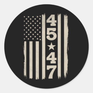 Sticker Rond Drapeau vintage USA 45 47 Trump 47e président