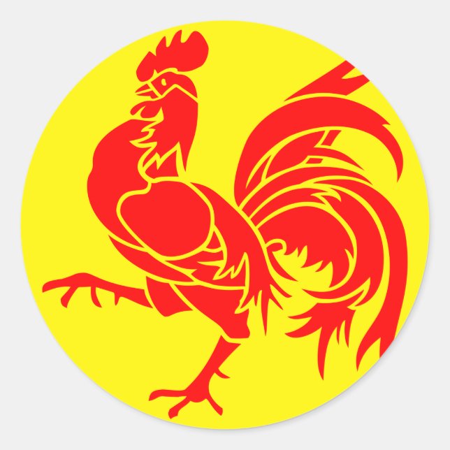 Sticker Rond Drapeau wallon (Belgique) (Devant)