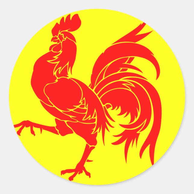 Sticker Rond Drapeau wallon (Belgique) - Drapeau de la Wallonie (Devant)