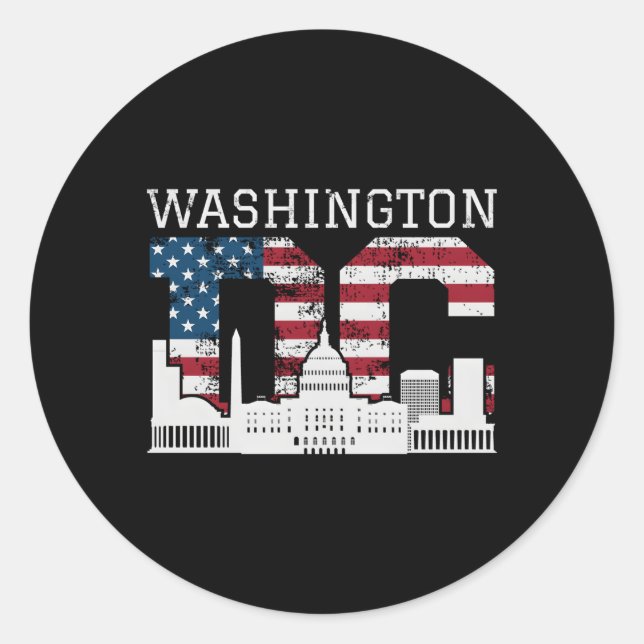 Sticker Rond Drapeau Washington Dc Capitol Hill Usa (Devant)