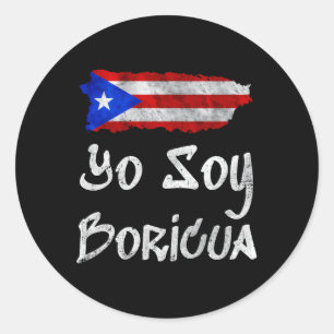 Sticker Rond Drapeau Yo Soy Boricua Île De Porto Rico Taino