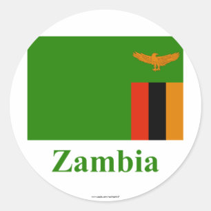 Sticker Rond Drapeau Zambie portant le nom