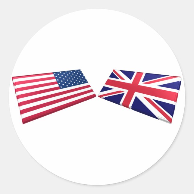 Sticker Rond Drapeaux américains et britanniques (Devant)