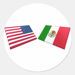 Sticker Rond Drapeaux américains et mexicains