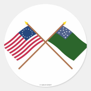 Sticker Rond Drapeaux Betsy Ross et Green Mountain Boys