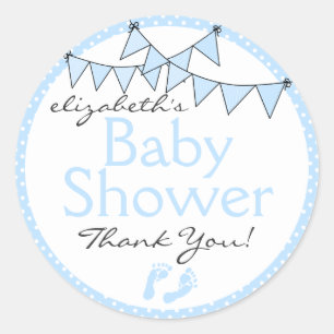 Sticker Rond Drapeaux bleus Baby shower Merci