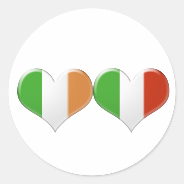 Sticker Rond Drapeaux cardiaques italiens et irlandais (Devant)
