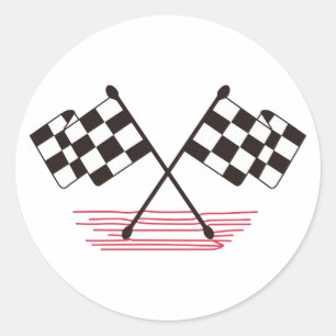 Sticker Rond Drapeaux Checkered croisés