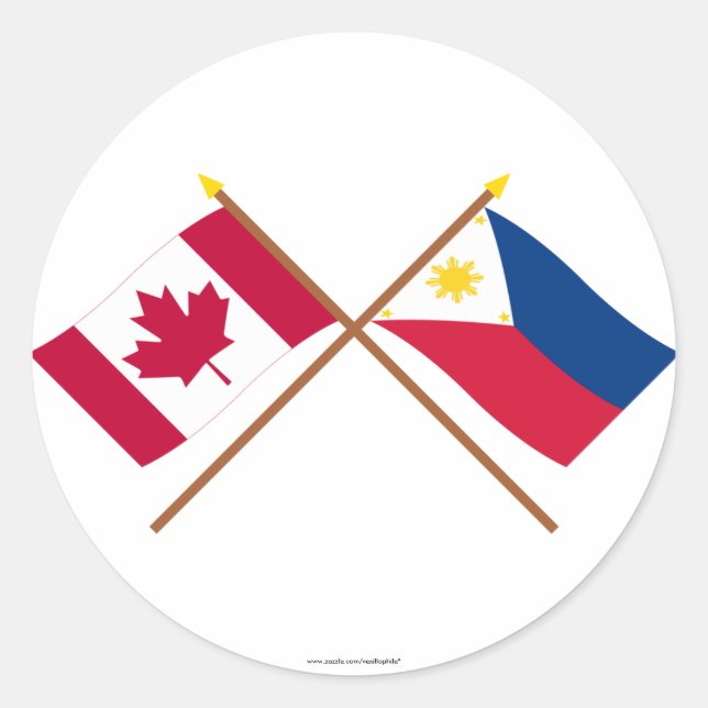 Sticker Rond Drapeaux croisés Canada et Philippines (Devant)