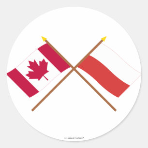 Sticker Rond Drapeaux croisés Canada et Pologne