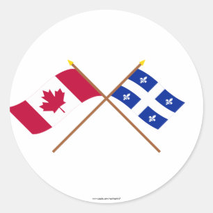 Sticker Rond Drapeaux croisés Canada et Québec