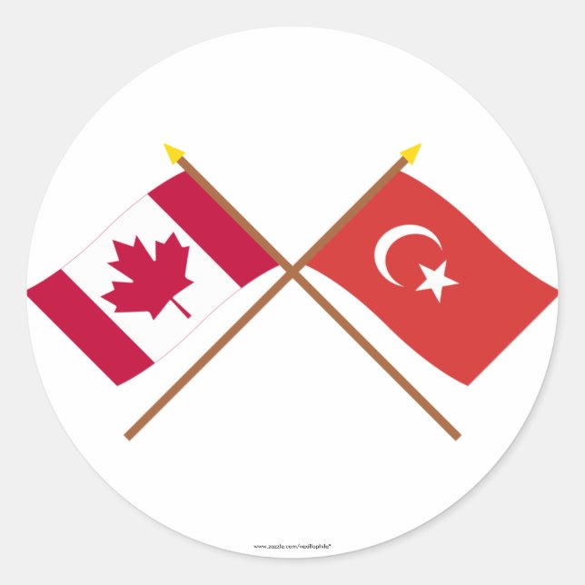 Sticker Rond Drapeaux croisés Canada et Turquie (Devant)