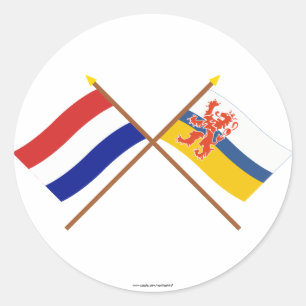 Sticker Rond Drapeaux croisés de Hollande et Limbourg