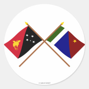 Sticker Rond Drapeaux croisés de province de baie de png et de
