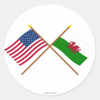 Drapeaux croisés des États-Unis et du Pays de Gall