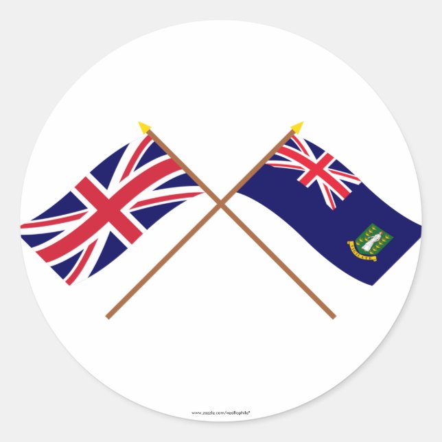 Sticker Rond Drapeaux croisés des îles Vierges britanniques et  (Devant)