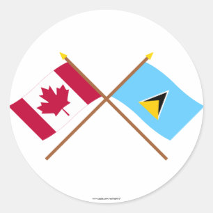 Sticker Rond Drapeaux croisés du Canada et de Sainte-Lucie