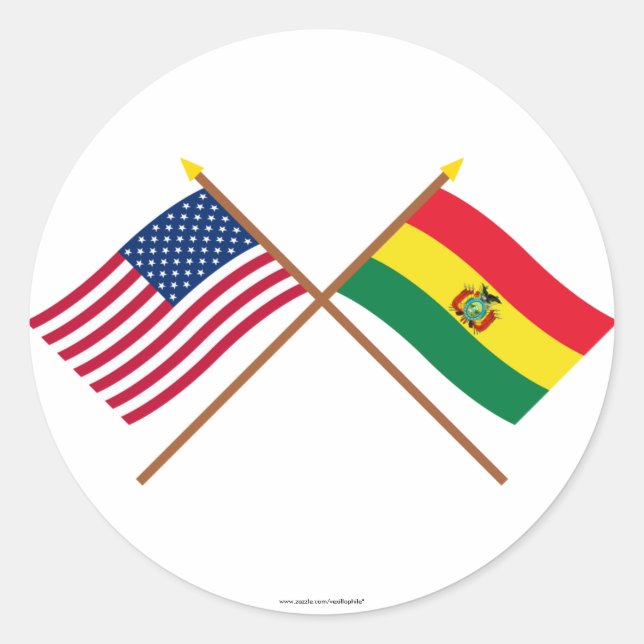 Sticker Rond Drapeaux croisés États-Unis et Bolivie (Devant)