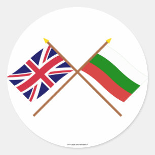 Sticker Rond Drapeaux croisés Royaume-Uni et Bulgarie