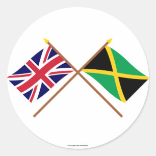 Sticker Rond Drapeaux croisés Royaume-Uni et Jamaïque