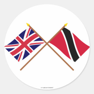 Sticker Rond Drapeaux croisés Royaume-Uni et Trinité-et-Tobago