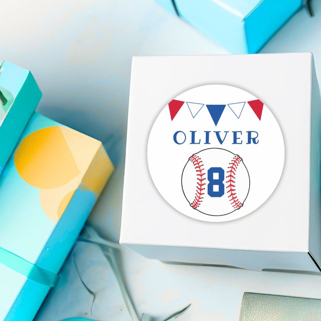 Sticker Rond Drapeaux de baseball Ball Bunting Anniversaire de  (Créateur téléchargé)